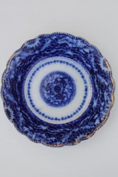 catalog photo of 19th century flow blue bowl, antique Staffordshire blue & white china