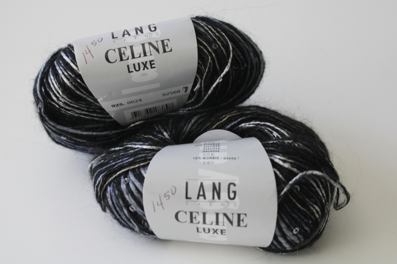 photo of 2 balls Lang Celine Luxe sequined sparkle yarn soft mohair blend black grey  #1