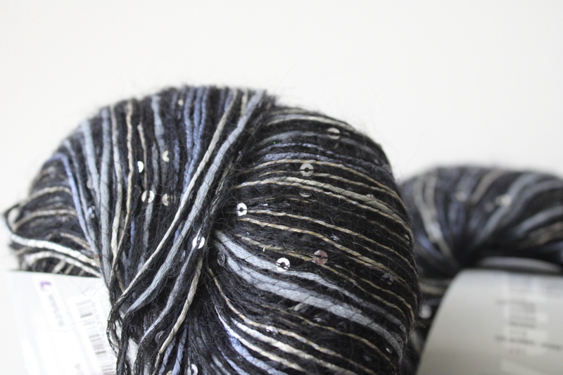 photo of 2 balls Lang Celine Luxe sequined sparkle yarn soft mohair blend black grey  #2