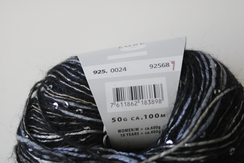 photo of 2 balls Lang Celine Luxe sequined sparkle yarn soft mohair blend black grey  #3