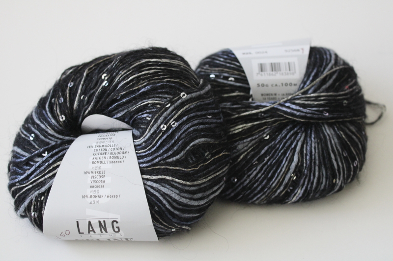 photo of 2 balls Lang Celine Luxe sequined sparkle yarn soft mohair blend black grey  #4