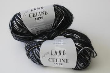 catalog photo of 2 balls Lang Celine Luxe sequined sparkle yarn soft mohair blend black grey 