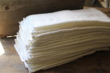 catalog photo of 2 dozen vintage bakery kitchen towels, thick white cotton terrycloth dish towel set