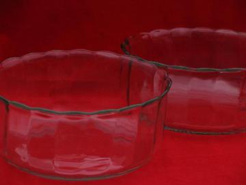 catalog photo of 2 large glass salad bowls, vintage Princess House crystal optic waves