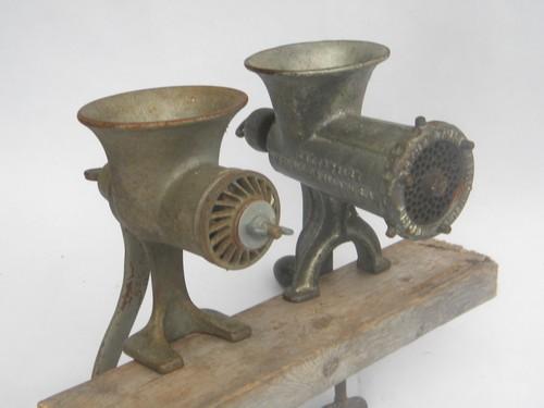 photo of 2 old Enterprise/Universal farm kitchen meat grinders/sausage stuffer #1