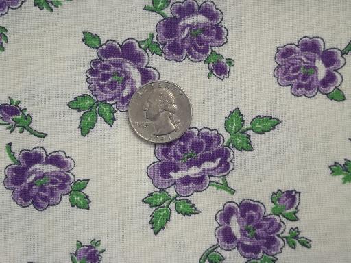 photo of 2 old feed sacks, lot purple roses flowers print cotton feedsack fabric #2