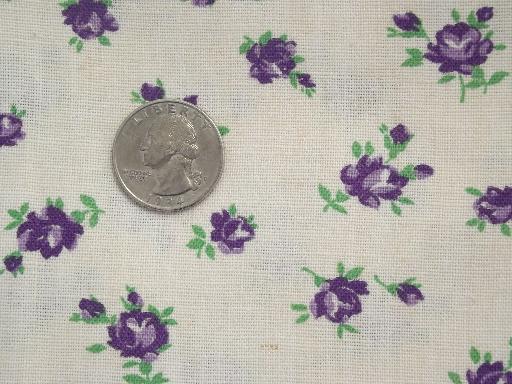 photo of 2 old feed sacks, lot purple roses flowers print cotton feedsack fabric #3