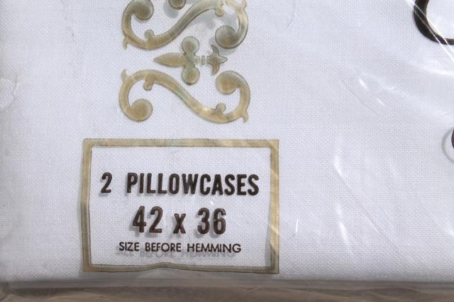 photo of 2 pairs vintage white muslin pillowcases, mint in package plain pure cotton pillow cases #3