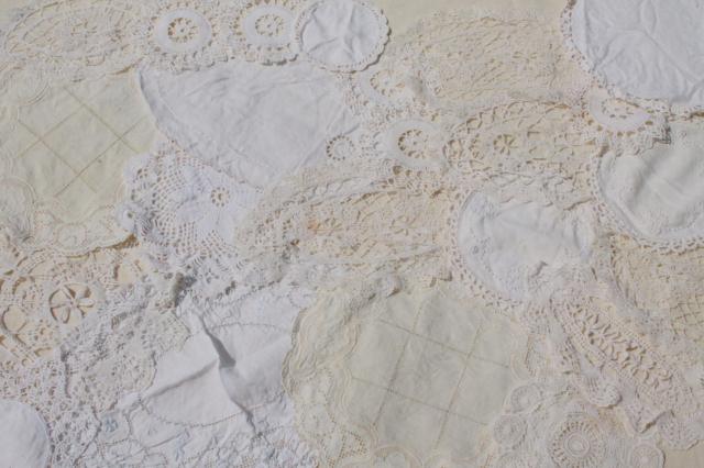 photo of 20+ vintage lace doilies, antique crochet & needlelace doily lot, small lace motifs #1