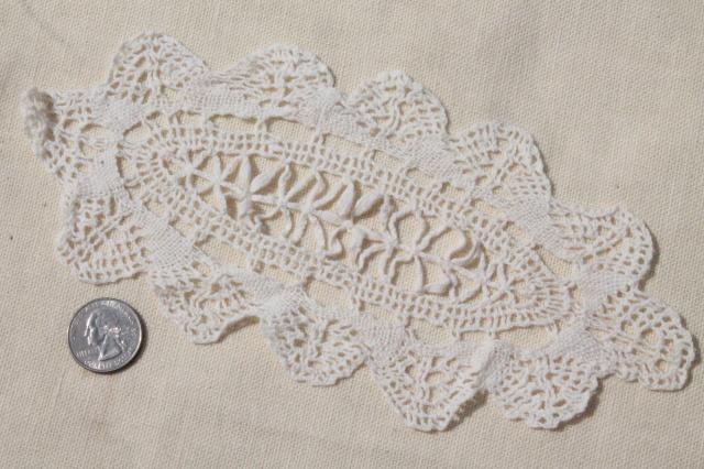 photo of 20+ vintage lace doilies, antique crochet & needlelace doily lot, small lace motifs #4