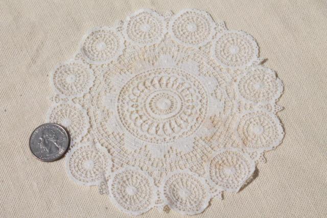 photo of 20+ vintage lace doilies, antique crochet & needlelace doily lot, small lace motifs #9