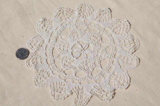 photo of 20+ vintage lace doilies, antique crochet & needlelace doily lot, small lace motifs #11