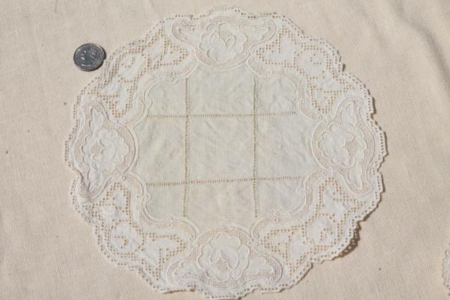 photo of 20+ vintage lace doilies, antique crochet & needlelace doily lot, small lace motifs #14