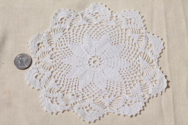 photo of 20+ vintage lace doilies, antique crochet & needlelace doily lot, small lace motifs #15