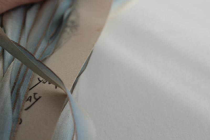 photo of 20+ yards antique silk ribbon trim, shaded blue ombre color early 1900s vintage #4