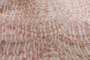 20 yards vintage linen cotton blend fabric, decorator weight coral pink print Di Lewis