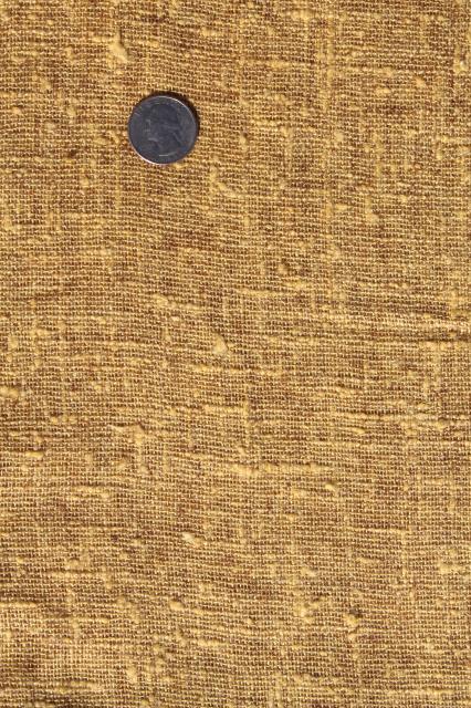 photo of 20+ yards vintage rayon / cotton loose linen weave decorator fabric 60s retro antique gold #2