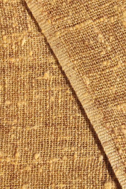 photo of 20+ yards vintage rayon / cotton loose linen weave decorator fabric 60s retro antique gold #4