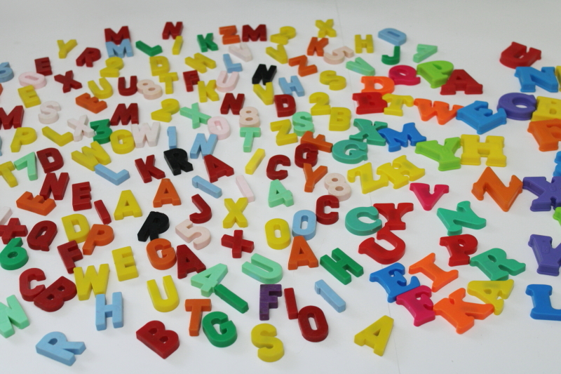 photo of 200 pieces magnetic letters & numbers, different sizes and colors refrigerator magnets  #1