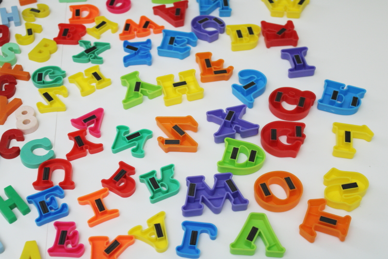 photo of 200 pieces magnetic letters & numbers, different sizes and colors refrigerator magnets  #9