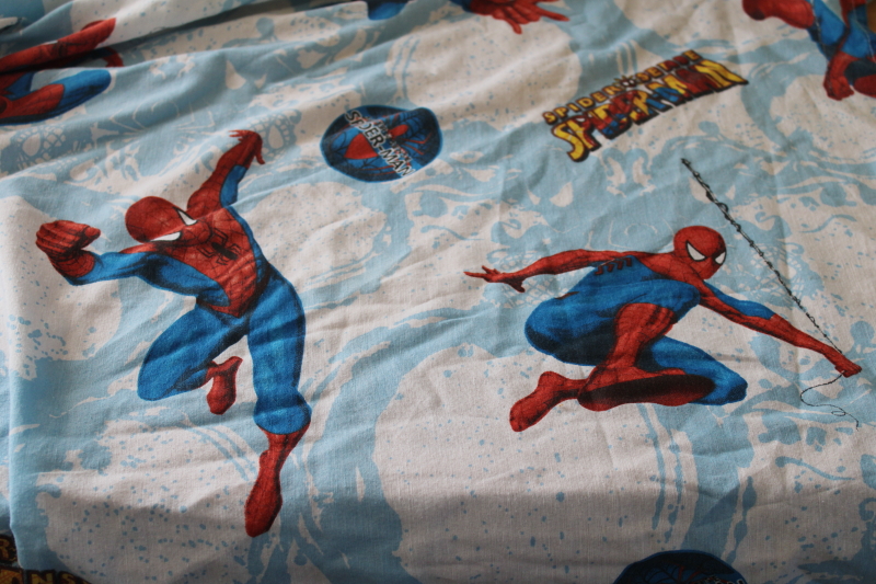 photo of 2000s Spiderman Spider Sense print cotton poly flat sheet, twin size bedding or fabric  #2