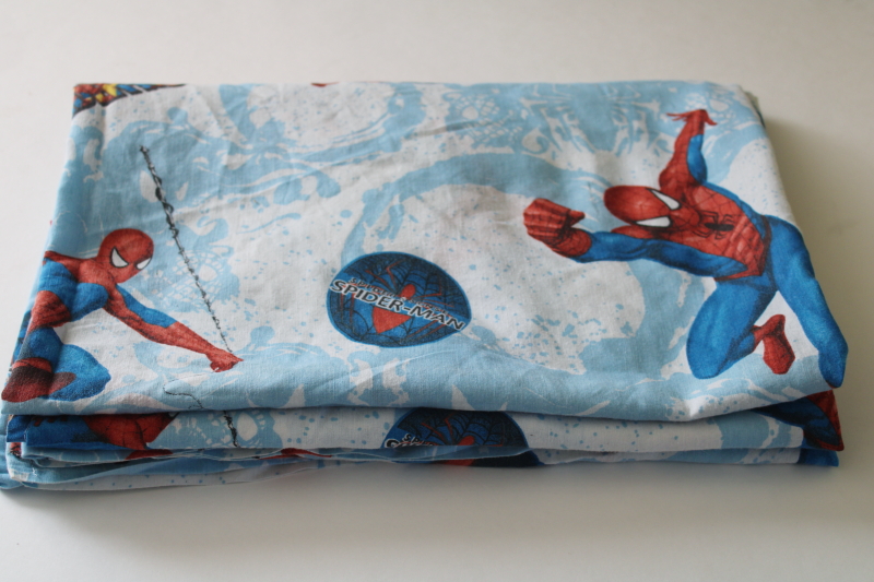 photo of 2000s Spiderman Spider Sense print cotton poly flat sheet, twin size bedding or fabric  #5