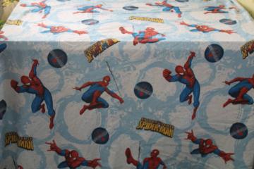 catalog photo of 2000s Spiderman Spider Sense print cotton poly flat sheet, twin size bedding or fabric 