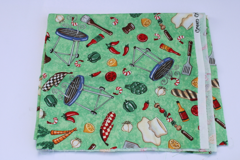 photo of 2000s vintage novelty quilting fabric Bonijean200 barbecue print cookout theme  #1