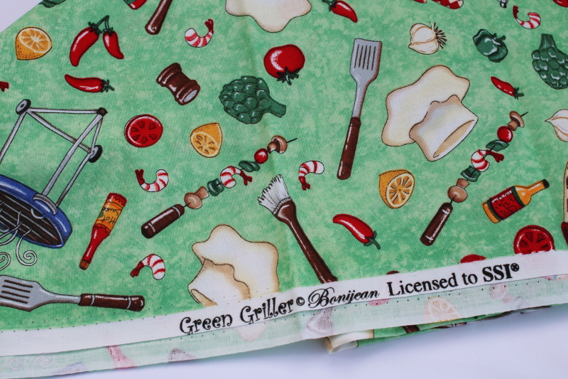 photo of 2000s vintage novelty quilting fabric Bonijean200 barbecue print cookout theme  #2