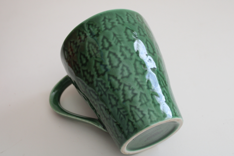 photo of 2008 Starbucks mug green glaze ceramic w/ embossed trees, Design House Stockholm #3