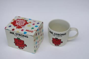 catalog photo of 2010 Mr Men Little Miss Roger Hargreaves Thoip ceramic mug w/ box Mr Strong