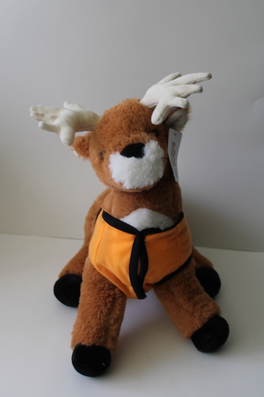 photo of 2020 Fleet Farm logo stuffed plush toy deer in hunting gear, Goffa tag #3