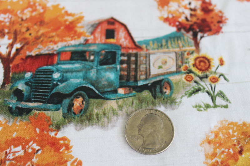 photo of 2020 Hobby Lobby fall season print cotton fabric, autumn pumpkin truck & scarecrow #2