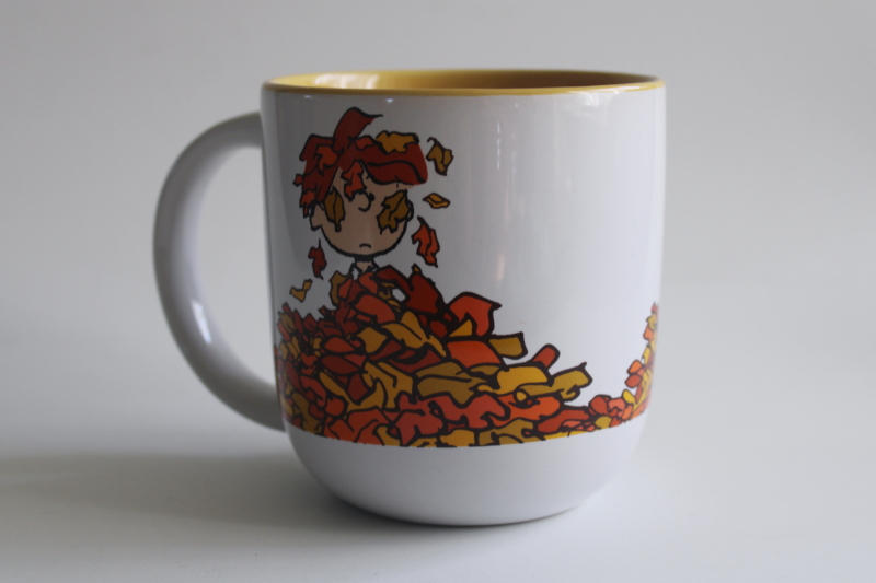 photo of 2023 Snoopy & Woodstock jumping in fall leaves R Squared Peanuts Charlie Brown mug  #2