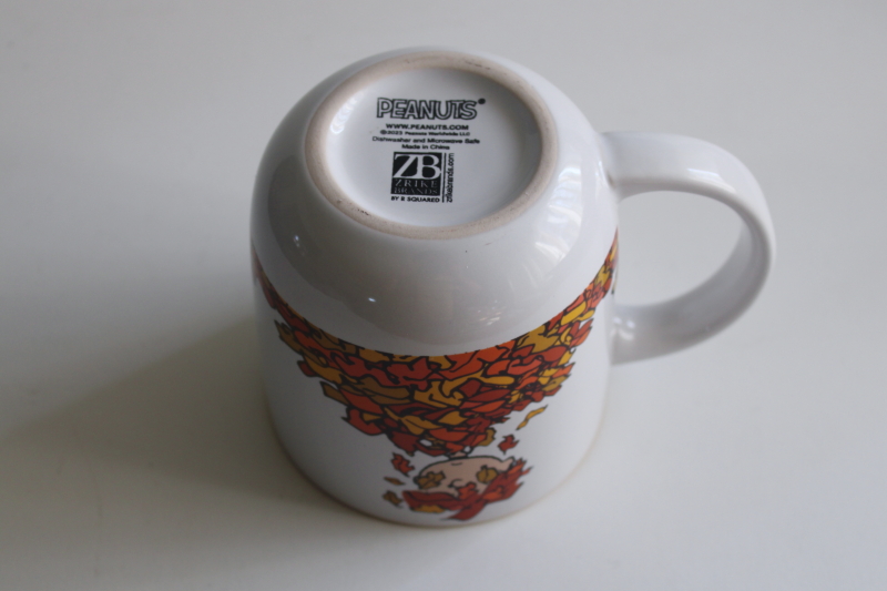 photo of 2023 Snoopy & Woodstock jumping in fall leaves R Squared Peanuts Charlie Brown mug  #4