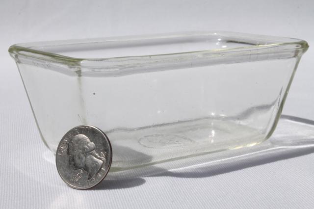 photo of 20s 30s vintage Pyrex rare baby loaf clear glass tiny bread / cake pan child's size #5