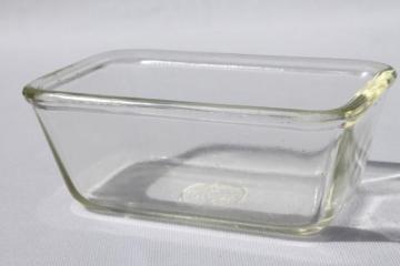 catalog photo of 20s 30s vintage Pyrex rare baby loaf clear glass tiny bread / cake pan child's size