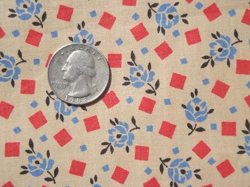 photo of 20s 30s vintage cotton fabric, 4 yds 36w art deco print dress material #1