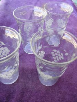 catalog photo of 20s - 30s vintage optic pattern glass cordial glasses, wheel cut grapes