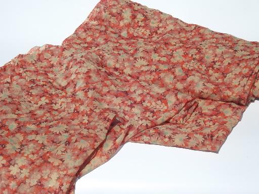 photo of 20s 30s vintage sheer floral cotton print fabric, gauzy dress material #1