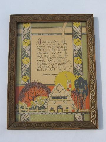 photo of 20s vintage framed cottage print, depression era inspirational motto #1