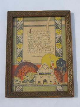 catalog photo of 20s vintage framed cottage print, depression era inspirational motto