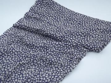 catalog photo of 20s vintage gauzy cotton  fabric, flapper era dress material in navy & white