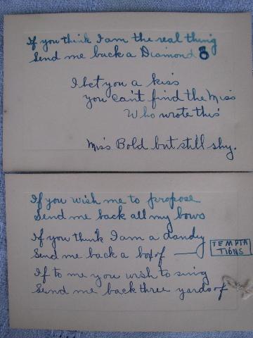 photo of 20s vintage leap year valentine proposal rhyme and bows to boy from girl #3