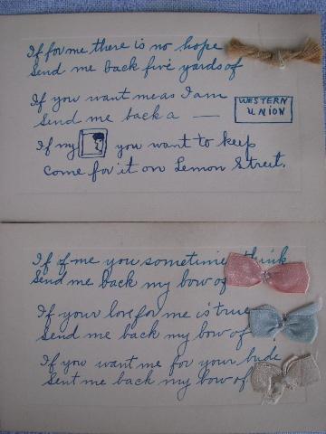 photo of 20s vintage leap year valentine proposal rhyme and bows to boy from girl #4