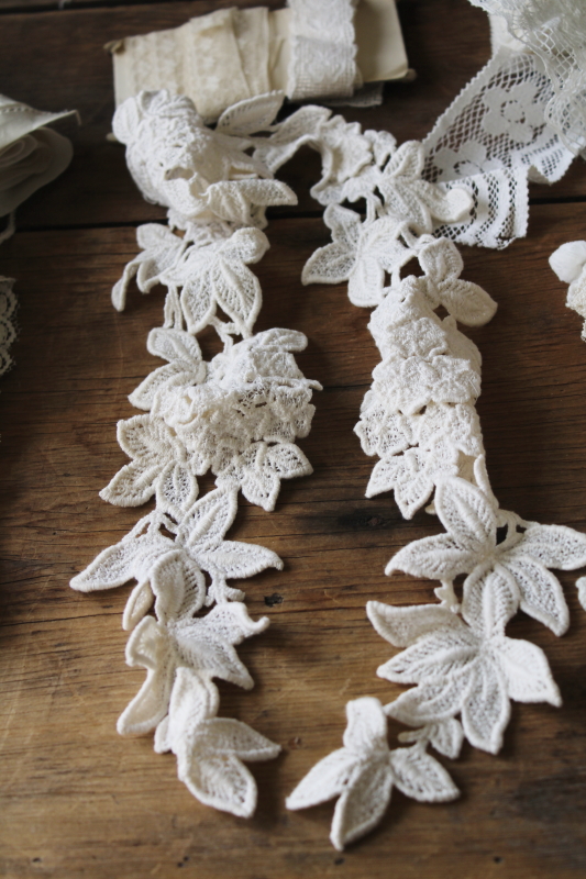 photo of 20th century vintage lace edgings lot, antique cotton eyelet, ruffled trims 90s prairie girl style #6