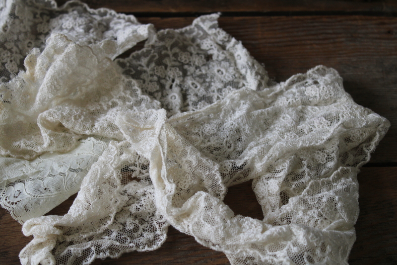 photo of 20th century vintage lace edgings lot, antique cotton eyelet, ruffled trims 90s prairie girl style #10