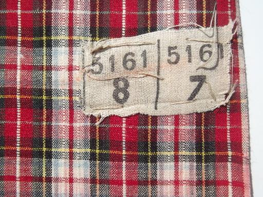 photo of 26w antique vintage cotton fabric, woven red plaid shirting fabric #2