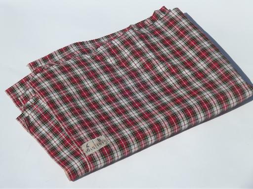 photo of 26w antique vintage cotton fabric, woven red plaid shirting fabric #3