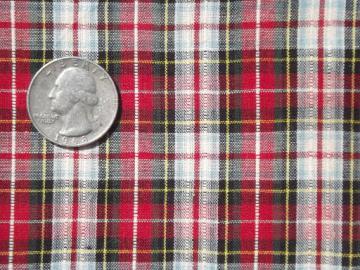 catalog photo of 26w antique vintage cotton fabric, woven red plaid shirting fabric